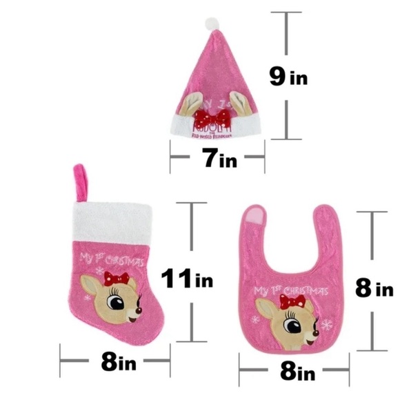 Rudolph The Red Nose Reindeer 3 piece Baby’s 1st Christmas Set NIP - Picture 5 of 7